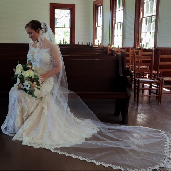 Wedding Dress & Custom Veil - Picture 6 of 7